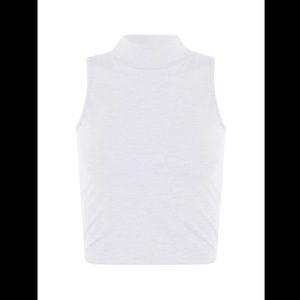 High Neck Crop Top in White